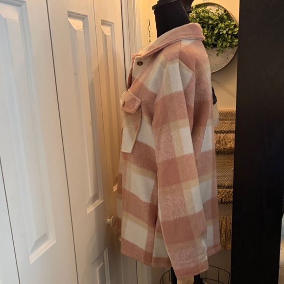 Panache Pink and Cream Plaid Utility Jacket - Picture 3 of 7